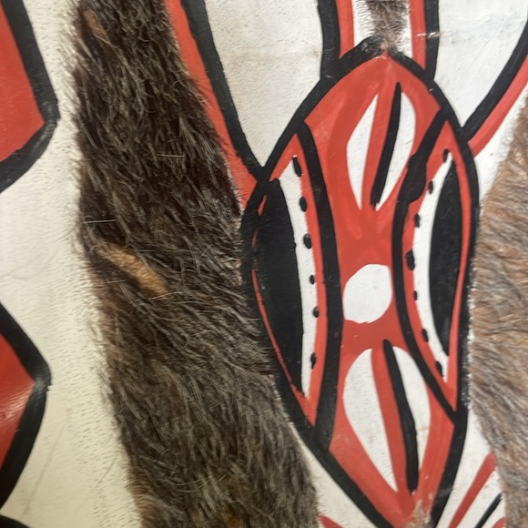 Handmade African shield. Fur and hand painted.   Decor.  Costume.  Tribal. - Picture 3 of 3
